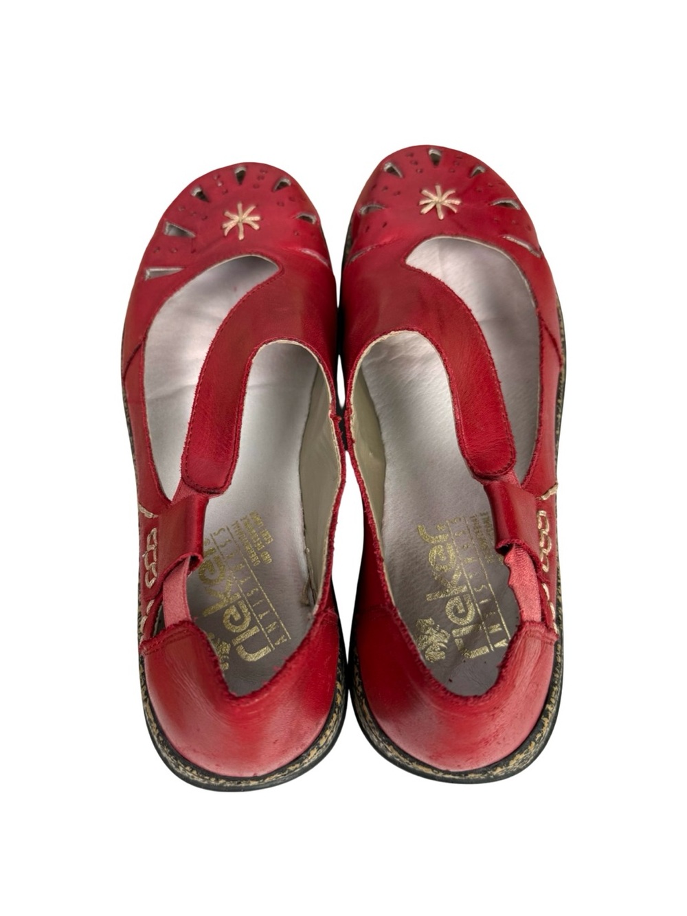 Rieker Daisy Red Mary Janeās Slip-On Leather Comfort Shoes Size 9 - Picture 6 of 12